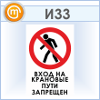 Знак «Вход на крановые пути запрещен», И33 (пластик, 400х600 мм)